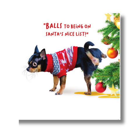 Virtual Safari Christmas Card, Dog Weeing on the Tree