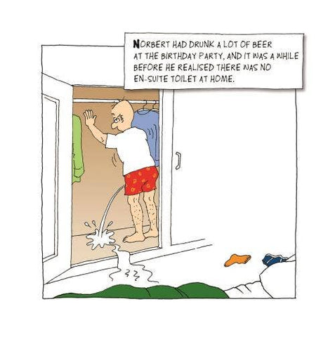 Norbert & Val Open Norbert Peeing in Cupboard