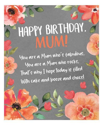 Blooming Fabulous Mum Birthday Card Poem