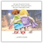 Ladies Walking at Night Birthday Card Female