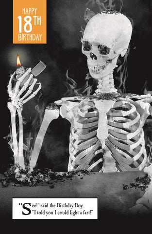 Morphed 18th Bday Skeleton Holding Lighter
