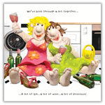 Ladies Drinking in Kitchen Birthday Card Female