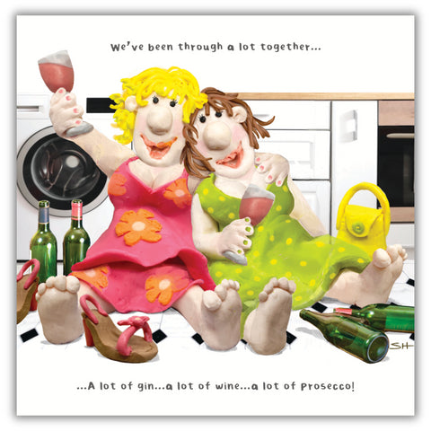 Ladies Drinking in Kitchen Birthday Card Female