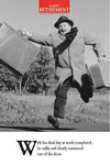 On the Ceiling Retirement Man Skipping With Suitcases