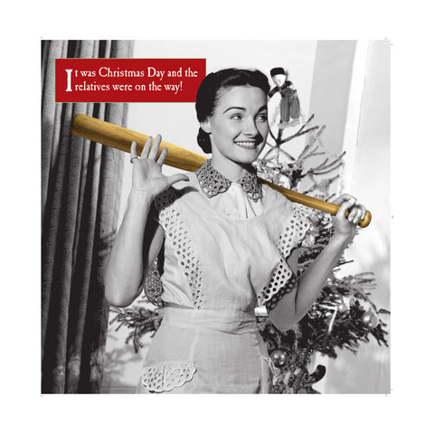 Morphed Christmas Card, Lady with a Baseball Bat