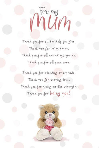 Stuffed With Love Mum Two Teddies Hugging With Poem