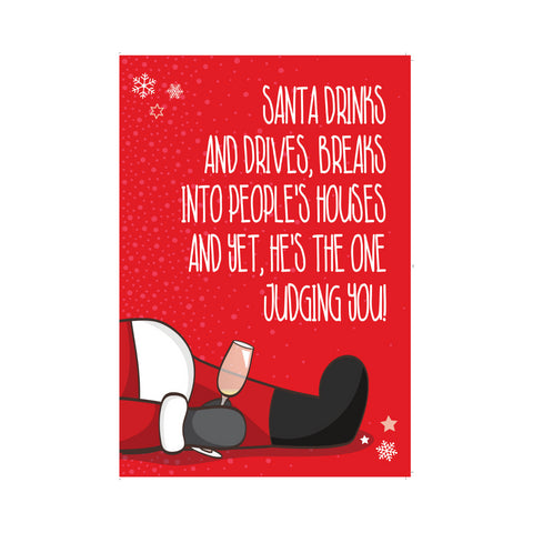 Santa "Other Peoples Houses"...Open Christmas Card