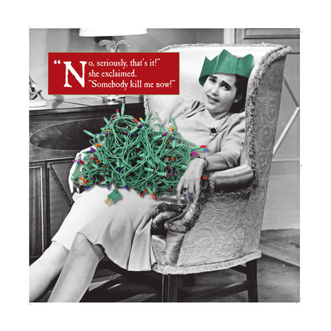 Morphed Christmas Card, Lady with Fairylights