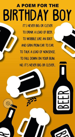 Face Ache Birthday Card Beer Clever