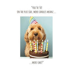 Click, Like & Share 50th Bday Card Dog Wearing Hat With Cake